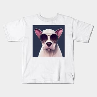 Bull Terrier wearing a aviator glasses Kids T-Shirt